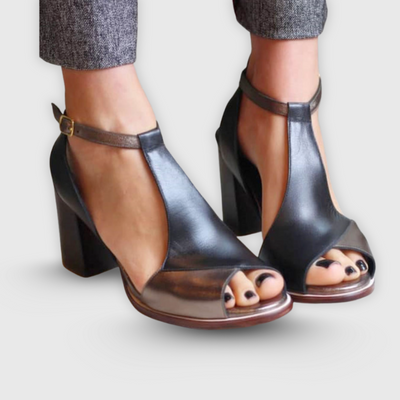 קרן™ | סנדלי עקב בלוק בעיצוב פאצ'וורק