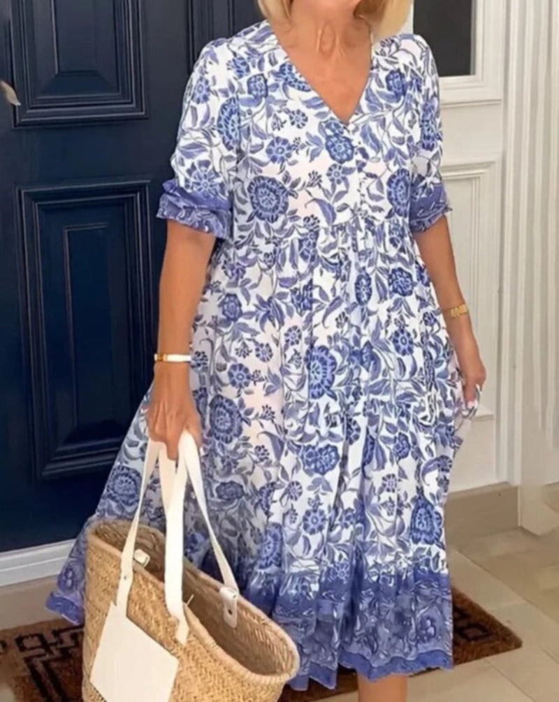 מדלין™ | שמלת V פרחונית