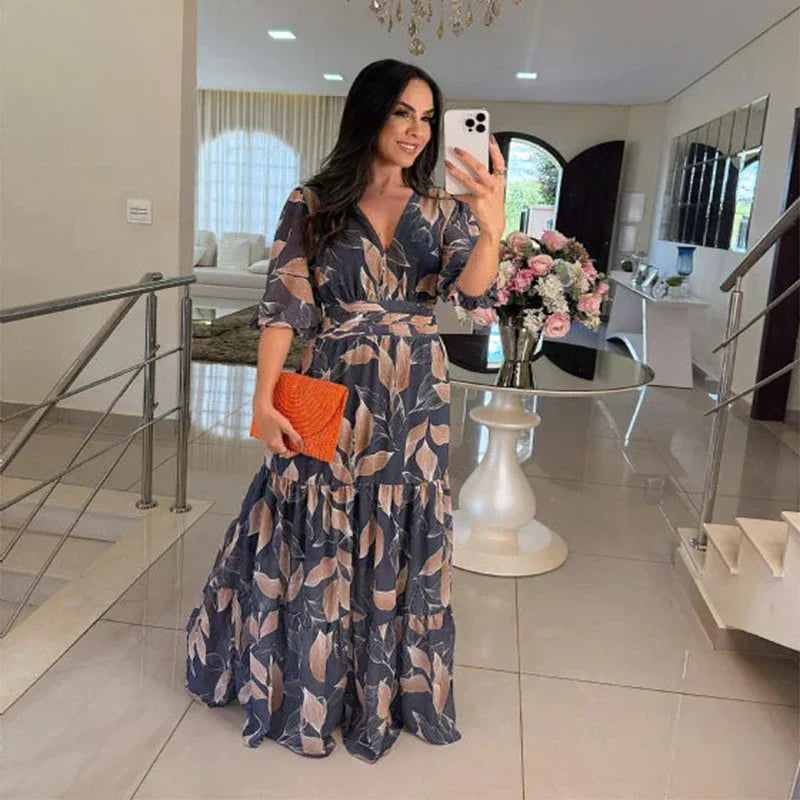 קמיל™ | שמלה ארוכה פרחונית אלגנטית