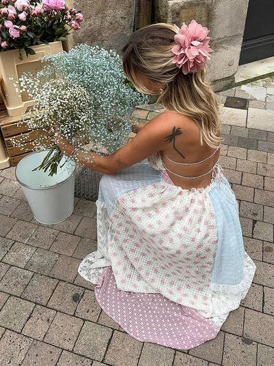 ויויאנה™ | שמלת פאטצ'וורק עם רצועות מתכווננות