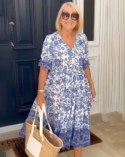 מדלין™ | שמלת V פרחונית