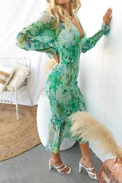 מליסה™ | שמלת מידי עם רפפות פרחוניות