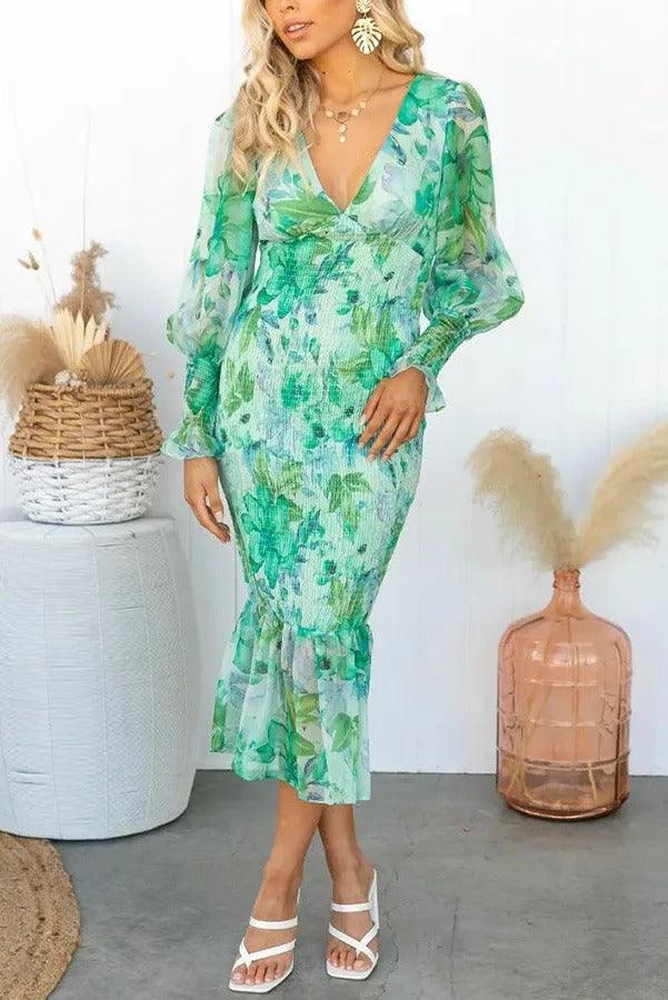 מליסה™ | שמלת מידי עם רפפות פרחוניות