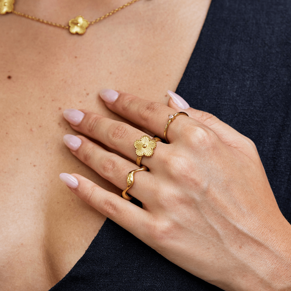 טבעת תלתן זהב