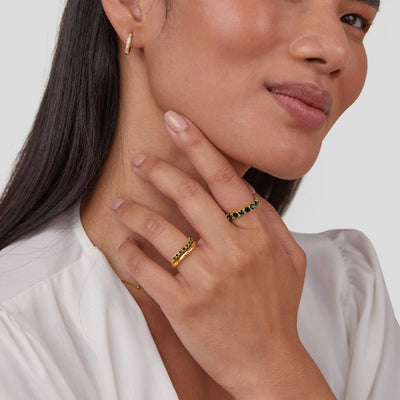 מרי - טבעת שכבתית בצבע ירוק סמארגד